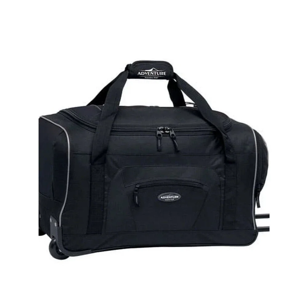 Black Rolling Duffel Bag for Men